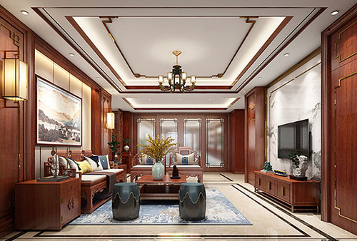 安庆小清新格调的现代简约别墅中式设计装修效果图