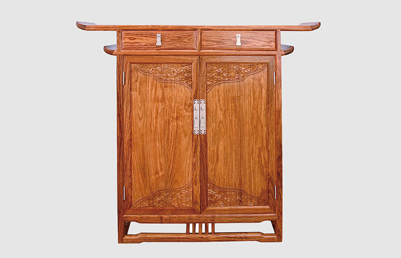 安庆观云潮家庭中式装修实木玄关柜效果图