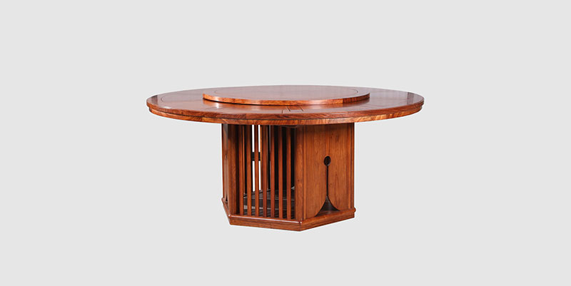 安庆中式餐厅装修天地圆台餐桌红木家具效果图