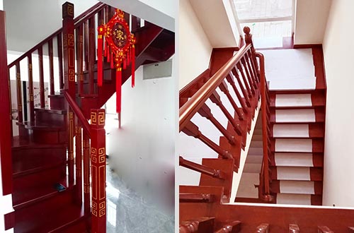 安庆自建别墅中式实木楼梯全屋定制设计效果图